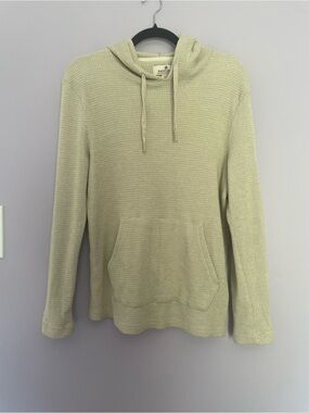 Rainforest Waffle Knit Hoodie | Cream Thermal Pullover Pocket Hoodie size M